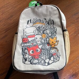 SoYoung x Pixopop Pishi and Friends Backpack NWT Eco Friendly Linen Bag